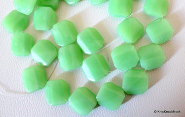 Green Square Opaque Glass Beads 20x20mm